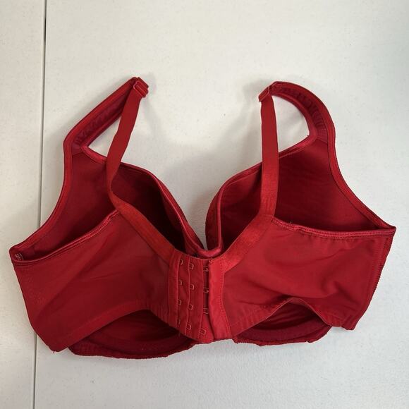 Cacique Size 40DDD Balconette Bra Lightly Lined Full Coverage Underwire Red - Picture 4 of 14
